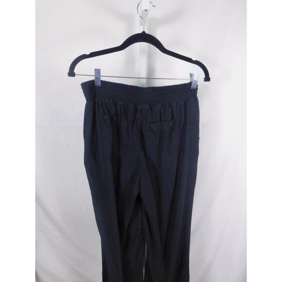 Briggs Pants Womens Medium Black Linen Blend Pull On Wide Leg Elastic Waist - Picture 4 of 9